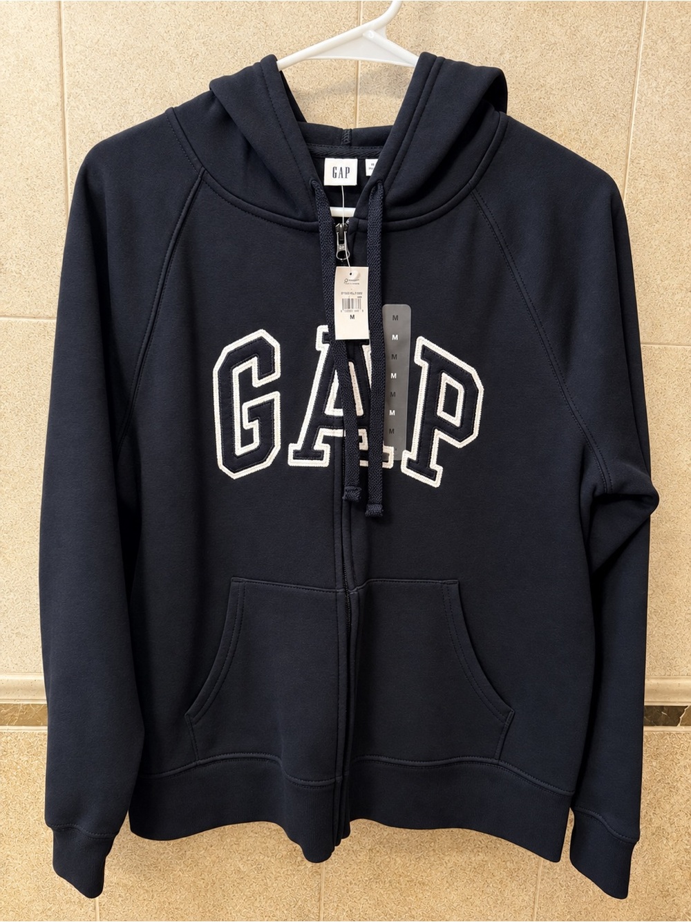 GAP Women Black Full-Zip Hoodie with Logo Size M